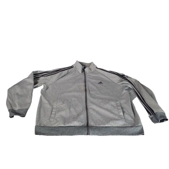 Adidas 3 Stripe Full Zip Tricot Tracktop Men Sz M Gray Black Pullover Athleisure - Picture 1 of 7